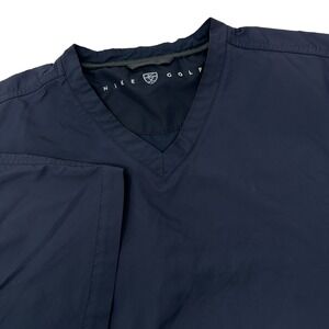 NIKE GOLF Navy V-Neck Short‎ Sleeve Pullover Wind Shirt No Size Tag Description